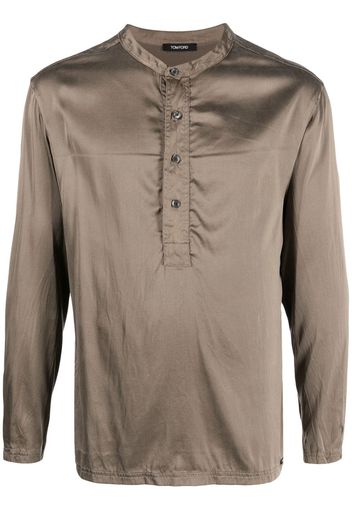 TOM FORD Henley silk-blend shirt - Marrone