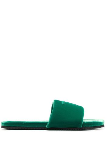 TOM FORD Harrison logo-embroidered velvet slippers - Verde