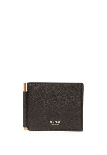 TOM FORD money clip leather wallet - Marrone