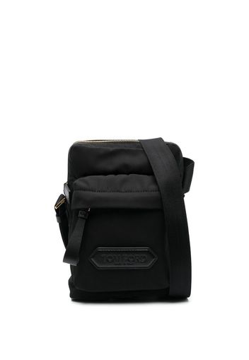 TOM FORD logo-patch zip-up messenger bag - Nero