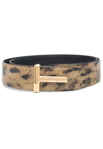 TOM FORD leopard-print leather belt - Toni neutri