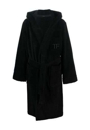 TOM FORD logo-embroidered bath robe - Nero