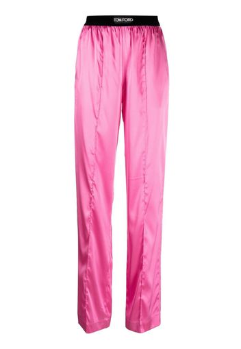 TOM FORD logo-waistband straight-leg trousers - Rosa