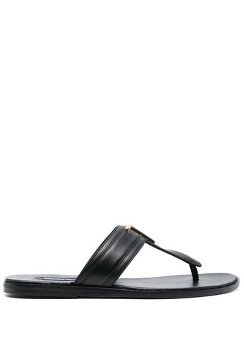 TOM FORD logo-plaque leather flip flops - Nero