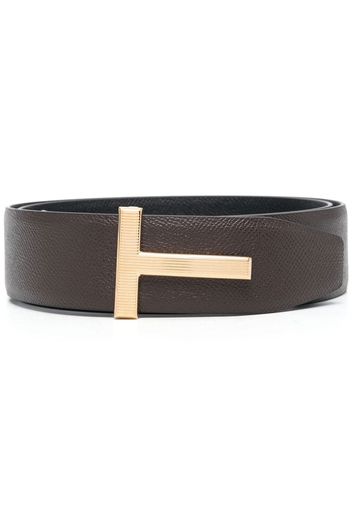 TOM FORD logo-plaque leather belt - Marrone