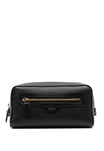 TOM FORD grained-leather logo-stamp wash bag - Nero