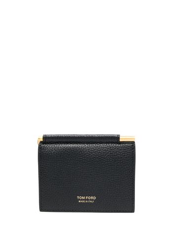 TOM FORD logo-stamp grained-leather wallet - Nero