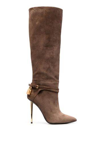 TOM FORD Padlock 120mm suede boots - Marrone