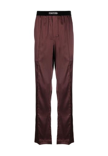 TOM FORD logo-waistband silk pajama botton - Marrone