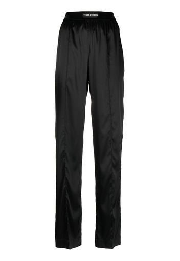 TOM FORD high-waisted straight-leg silk trousers - Nero