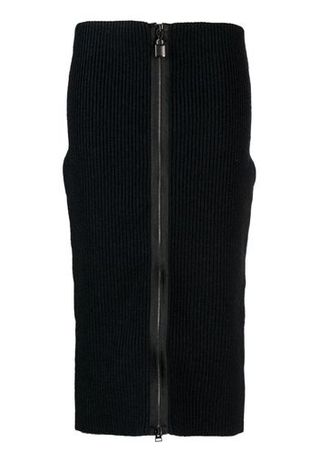 TOM FORD zip-up ribbed knit skirt - Nero