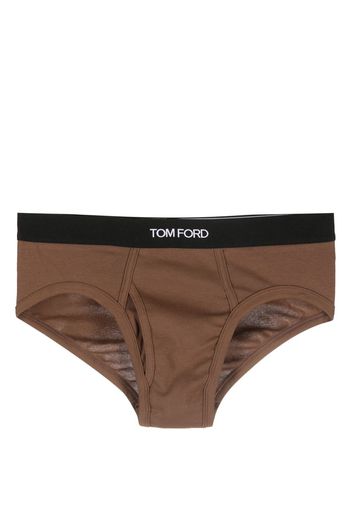 TOM FORD logo-waistband stretch-cotton briefs - Marrone