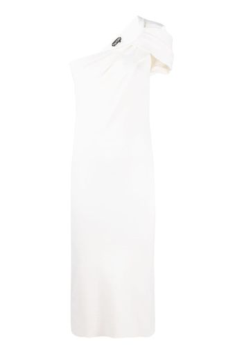 TOM FORD one-shoulder wool-silk midi dress - Toni neutri