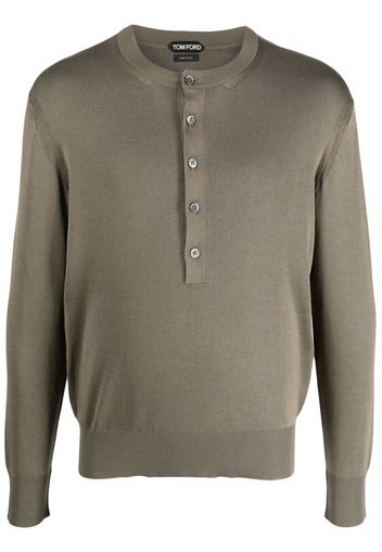 TOM FORD round-neck buttoned silk jumper - Verde