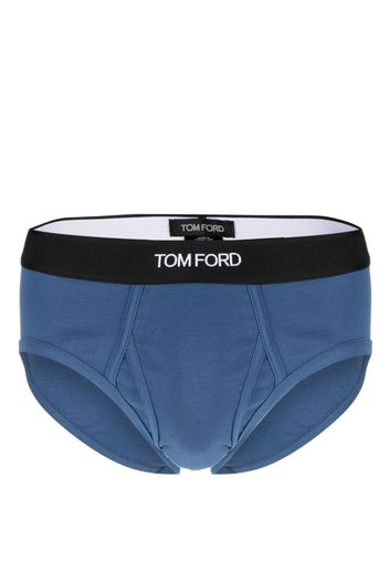 TOM FORD logo-waist cotton briefs - Blu