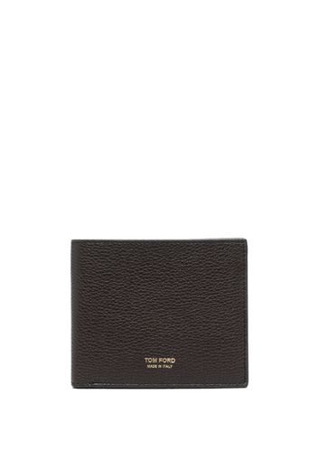 TOM FORD logo-lettering grained leather wallet - Marrone