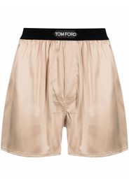 TOM FORD logo-waist silk boxers - Toni neutri