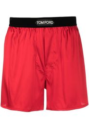 TOM FORD logo-waist silk boxers - Rosso