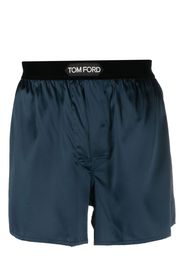 TOM FORD logo-waist satin boxers - Blu