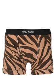 TOM FORD logo waistband zebra-print boxer - Marrone