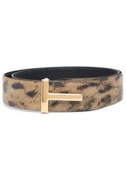 TOM FORD leopard-print leather belt - Toni neutri