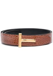 TOM FORD logo-buckle alligator belt - Marrone