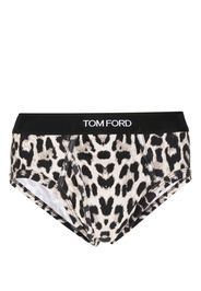 TOM FORD cheetah-print logo-waistband briefs - Toni neutri