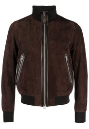 TOM FORD zip-up suede bomber jacket - Marrone