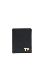 TOM FORD logo-plaque leather cardholder - Nero