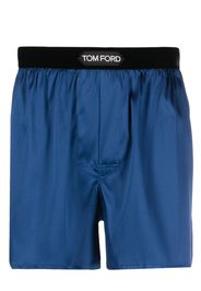 TOM FORD logo-waistband silk boxers - Blu