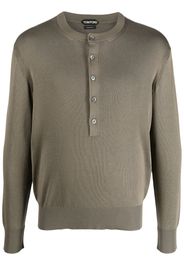 TOM FORD round-neck buttoned silk jumper - Verde