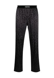 TOM FORD leopard-print silk-blend trousers - Nero