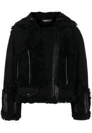 TOM FORD shearling zip-up leather jacket - Nero