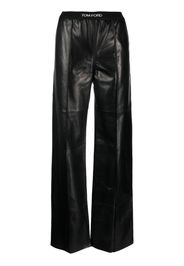 TOM FORD logo-waistband leather trousers - Nero