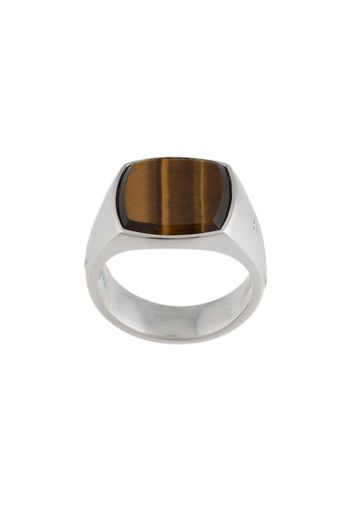 Tom Wood Anello cushion tiger eye media - Argento