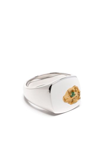 Tom Wood Mined emerald-detail ring - Argento