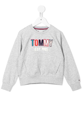 Tommy Hilfiger Junior embroidered flocked logo sweatshirt - Grigio