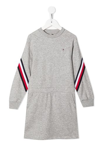 Tommy Hilfiger Junior striped-trim sweatshirt dress - Grigio