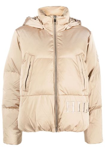 Tommy Hilfiger logo-embroidered hooded puffer jacket - Toni neutri