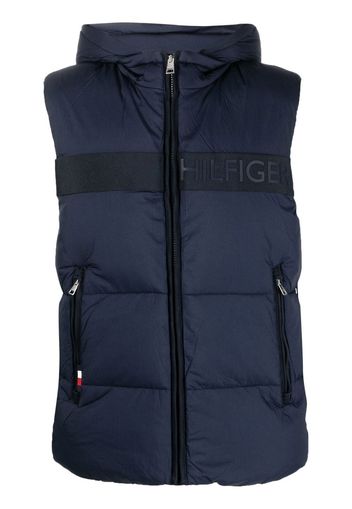 Tommy Hilfiger logo-print hooded gilet - Blu