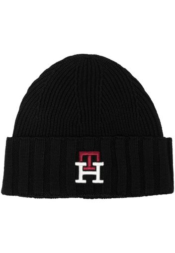 Tommy Hilfiger embroidered logo beanie hat - Nero