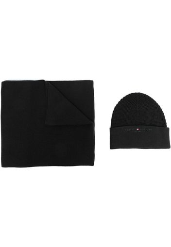 Tommy Hilfiger scarf and beanie hat set - Nero