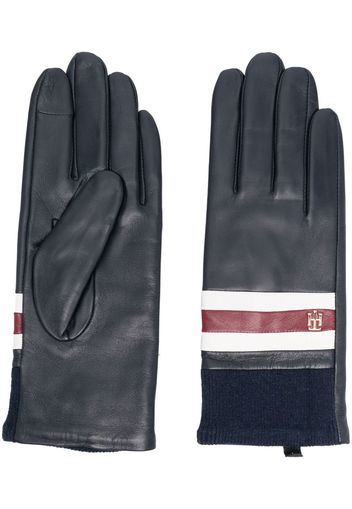 Tommy Hilfiger logo-plaque leather gloves - Blu