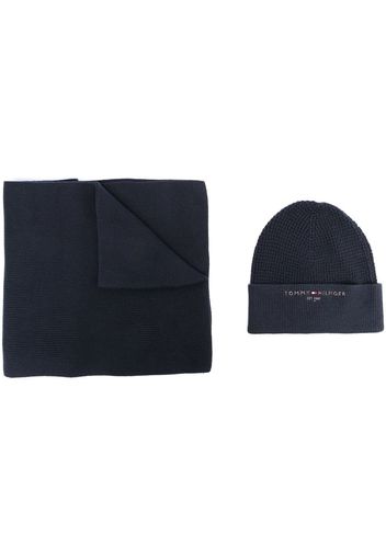 Tommy Hilfiger scarf and beanie hat set - Blu