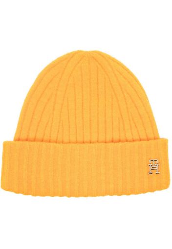 Tommy Hilfiger logo-plaque ribbed knit beanie - Giallo