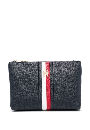 Tommy Hilfiger striped leather makeup bag - Blu