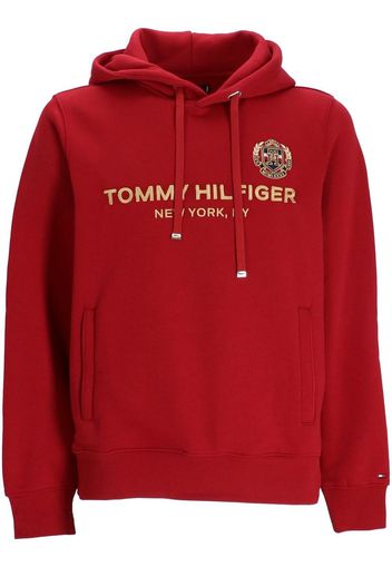 Tommy Hilfiger embroidered-logo drawstring hoodie - Rosso