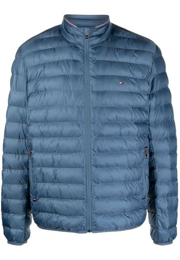 Tommy Hilfiger logo-patch zipped puffer jacket - Blu