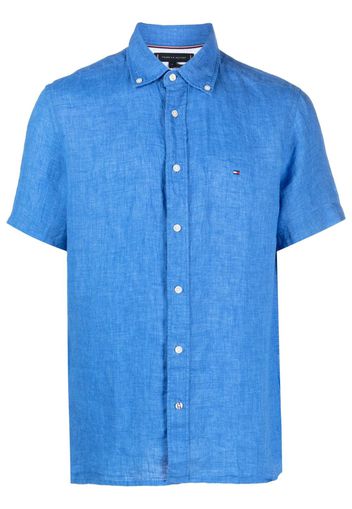 Tommy Hilfiger embroidered-logo linen shirt - Blu