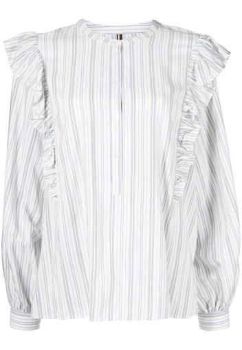 Tommy Hilfiger striped ruffle-trim blouse - Bianco